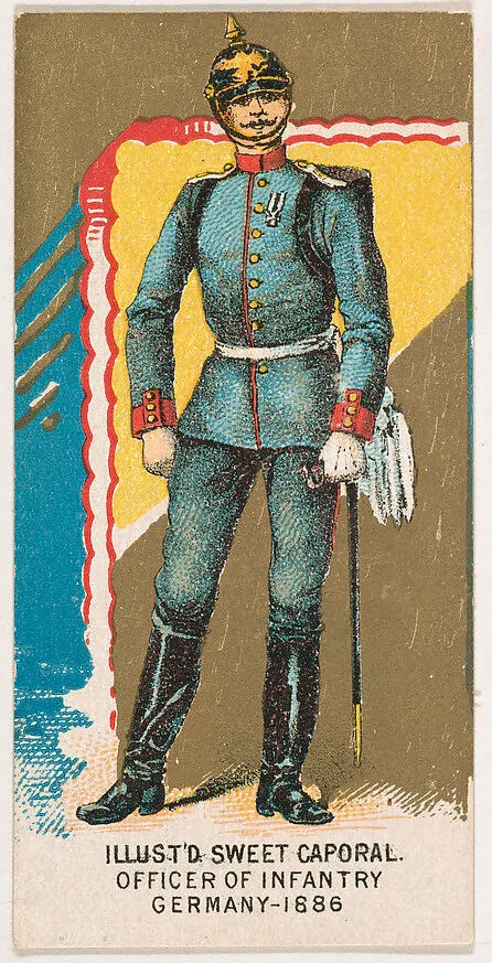Officer of Infantry, Germany, 1886, from the Military Series (N224) issued by Kinney Tobacco Company to promote Sweet Caporal Cigarettes — Kinney Brothers Tobacco Company