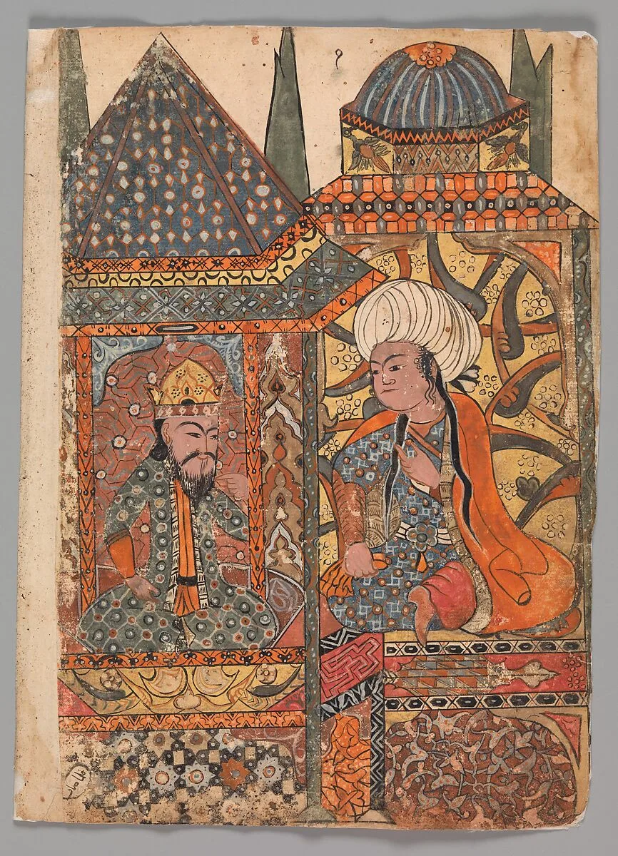 "Burzuyeh is Summoned by Nushirvan on his Return from India", Folio from a Kalila wa Dimna — Unknown