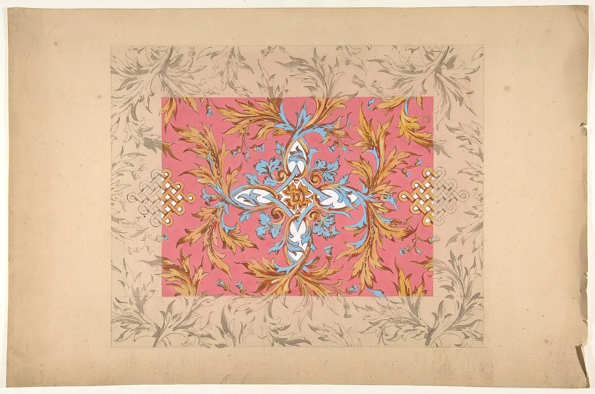 Design for a ceiling with floral design — Jules-Edmond-Charles Lachaise|Eugène-Pierre Gourdet