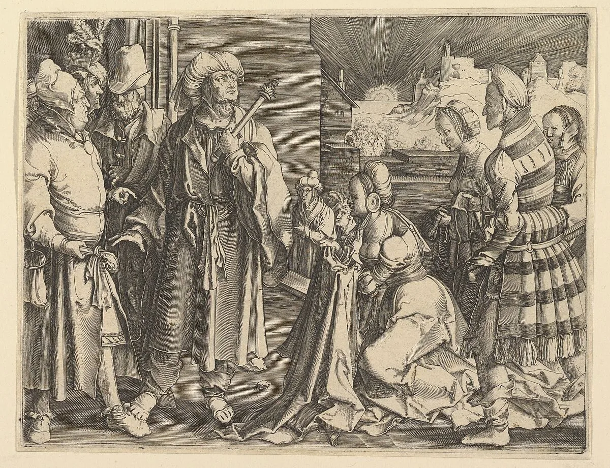 Potiphar's Wife Accuses Joseph (copy) — Clement de Jonghe|Lucas van Leyden
