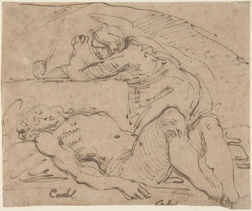 The Dead Christ Mourned by Saint Mary Magdalen (recto); The Holy Family with an Attendant (verso)