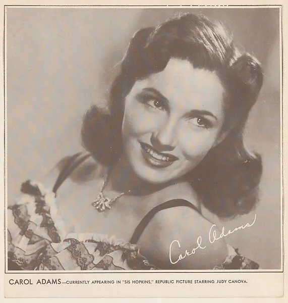 Carol Adams, bakery card from the Film Celebrities series (D31), issued by the Ward Baking Company — Ward Baking Company