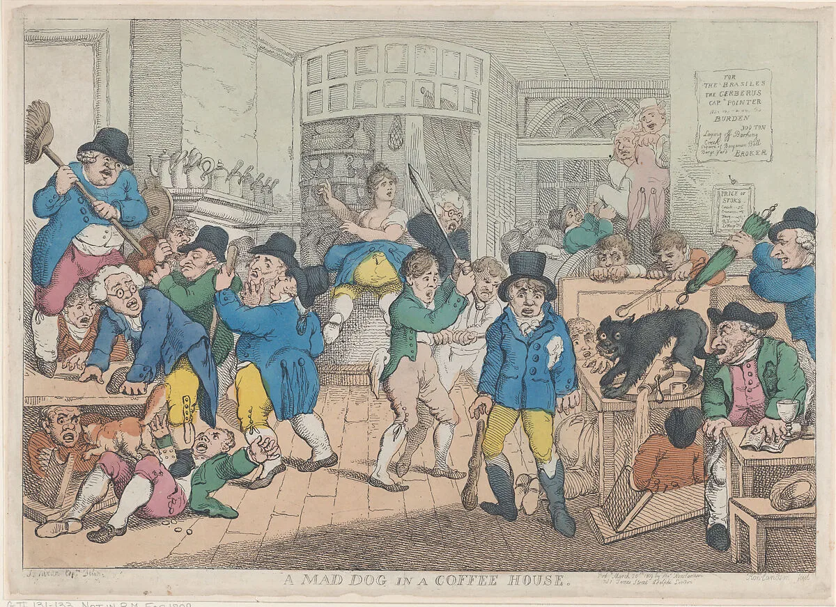 A Mad Dog in a Coffee House — Thomas Rowlandson