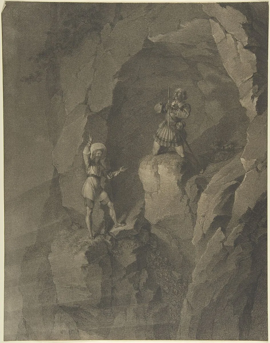 Soldiers in a Cave Receiving Blessings from Heaven — Franz von Hauslab the Younger