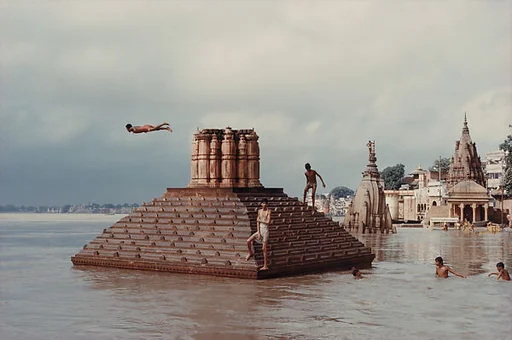 Man Diving, Ganges Floods, Benares, Uttar Pradesh