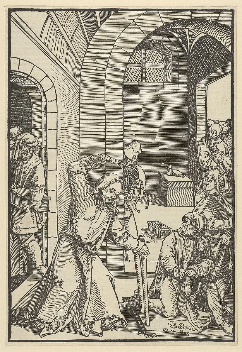Christ Purifying the Temple, from Speculum passionis domini nostri Ihesu Christi — Hans Schäufelein|Ulrich Pinder|Friedrich Peypus