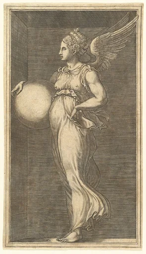 Female Winged Allegorical Figure Holding a Sphere