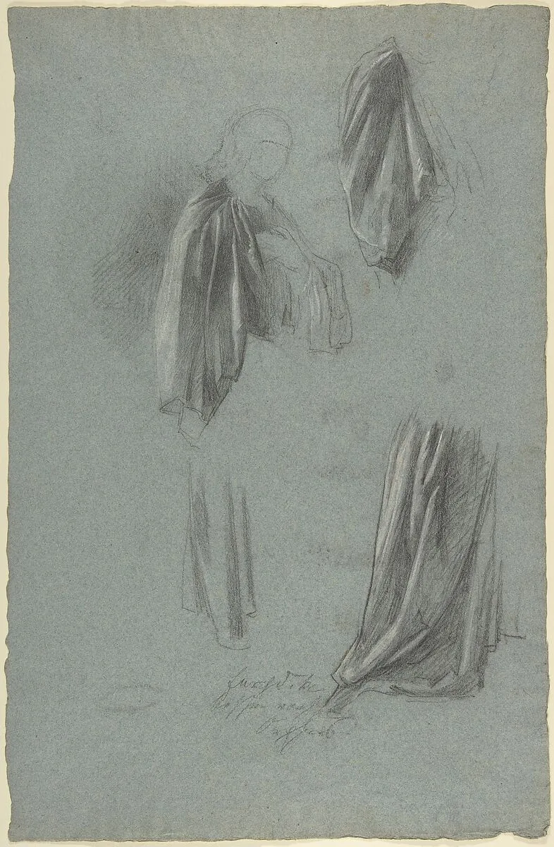 Drapery Studies; verso: Drapery Studies — Anselm Feuerbach