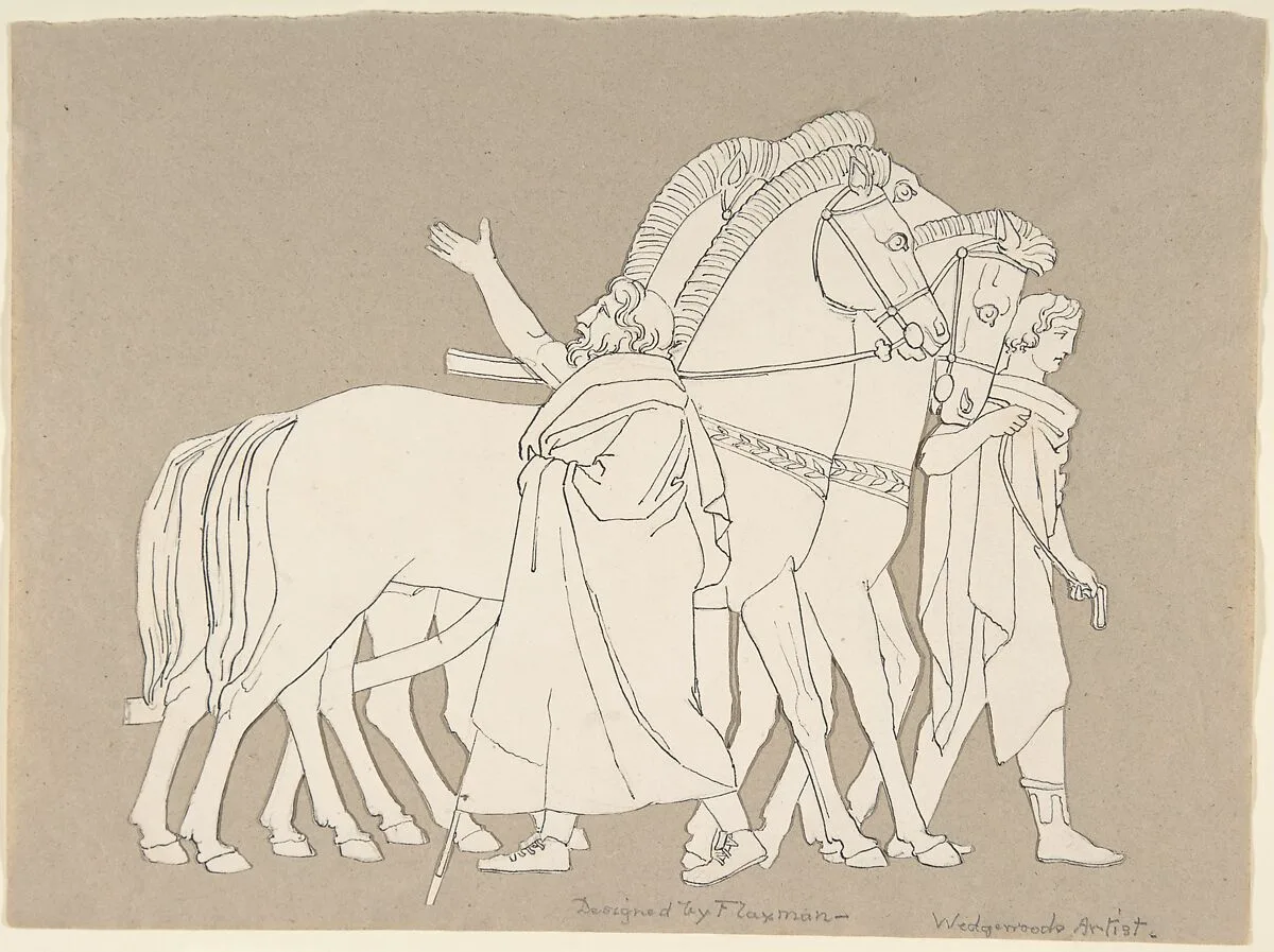 Design for large fireplace white tiles produced in Wedgwood's factory — John Flaxman