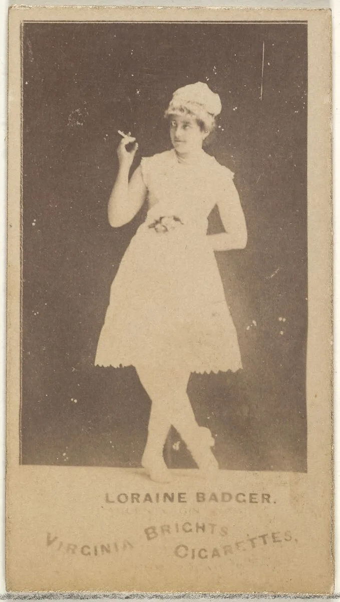 Loraine Badger, from the Actors and Actresses series (N45, Type 1) for Virginia Brights Cigarettes — Allen & Ginter