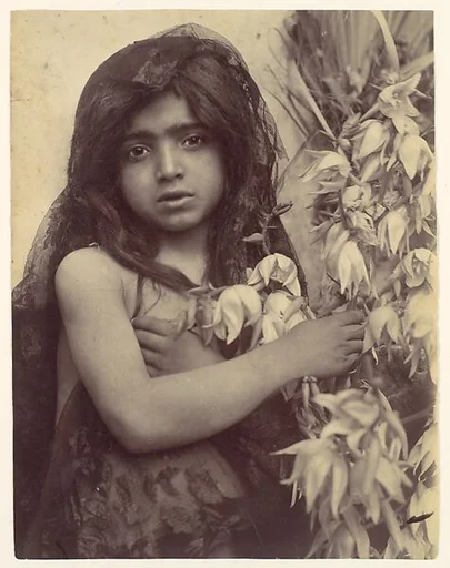 [Young Girl with Flowers, Sicily, Italy]