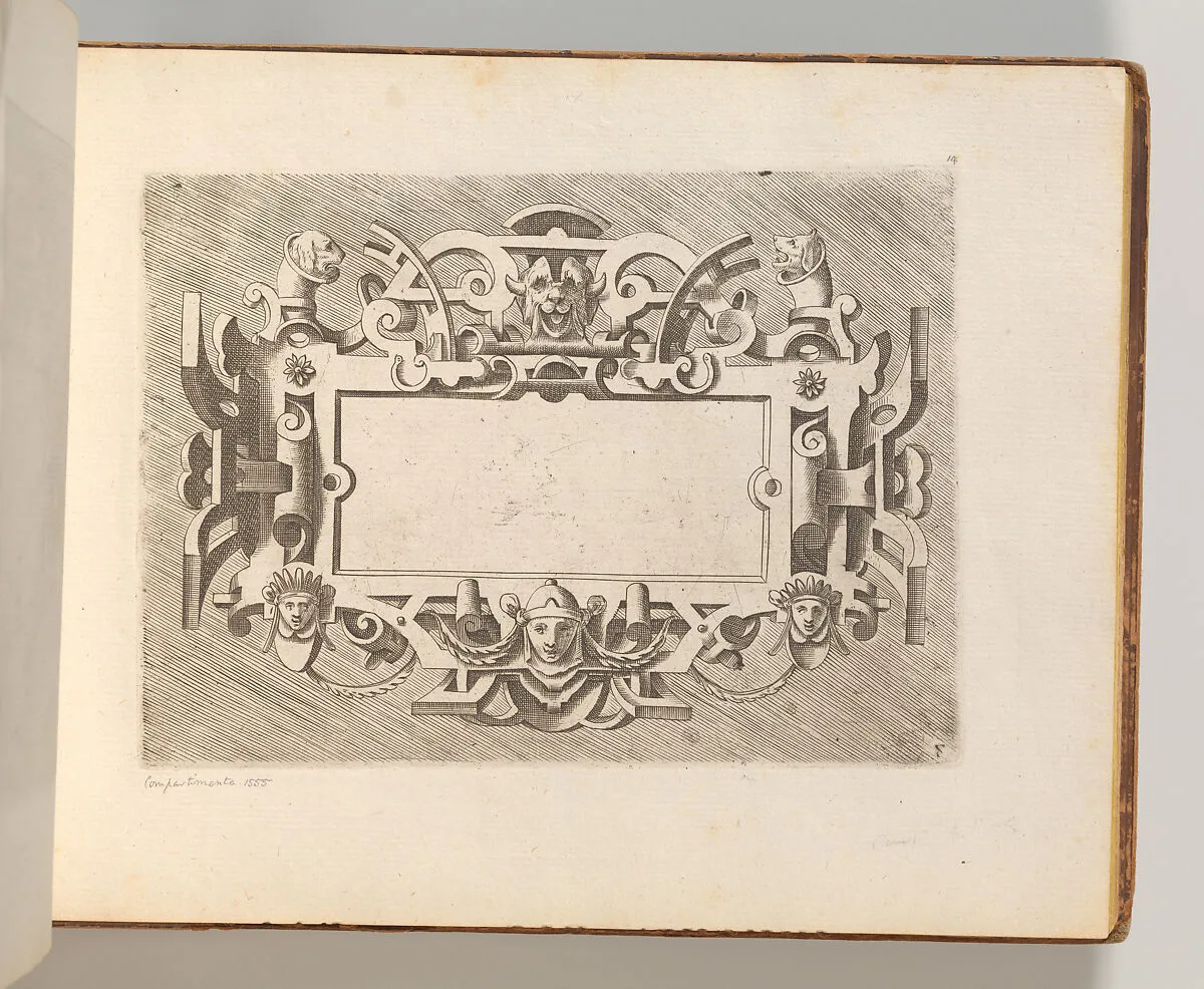 Targhe ed altri ornati di varie e capricciose invenzioni (Cartouches and other ornaments of various and capricious invention, page 14) — Carlo Losi|Hans Vredeman de Vries