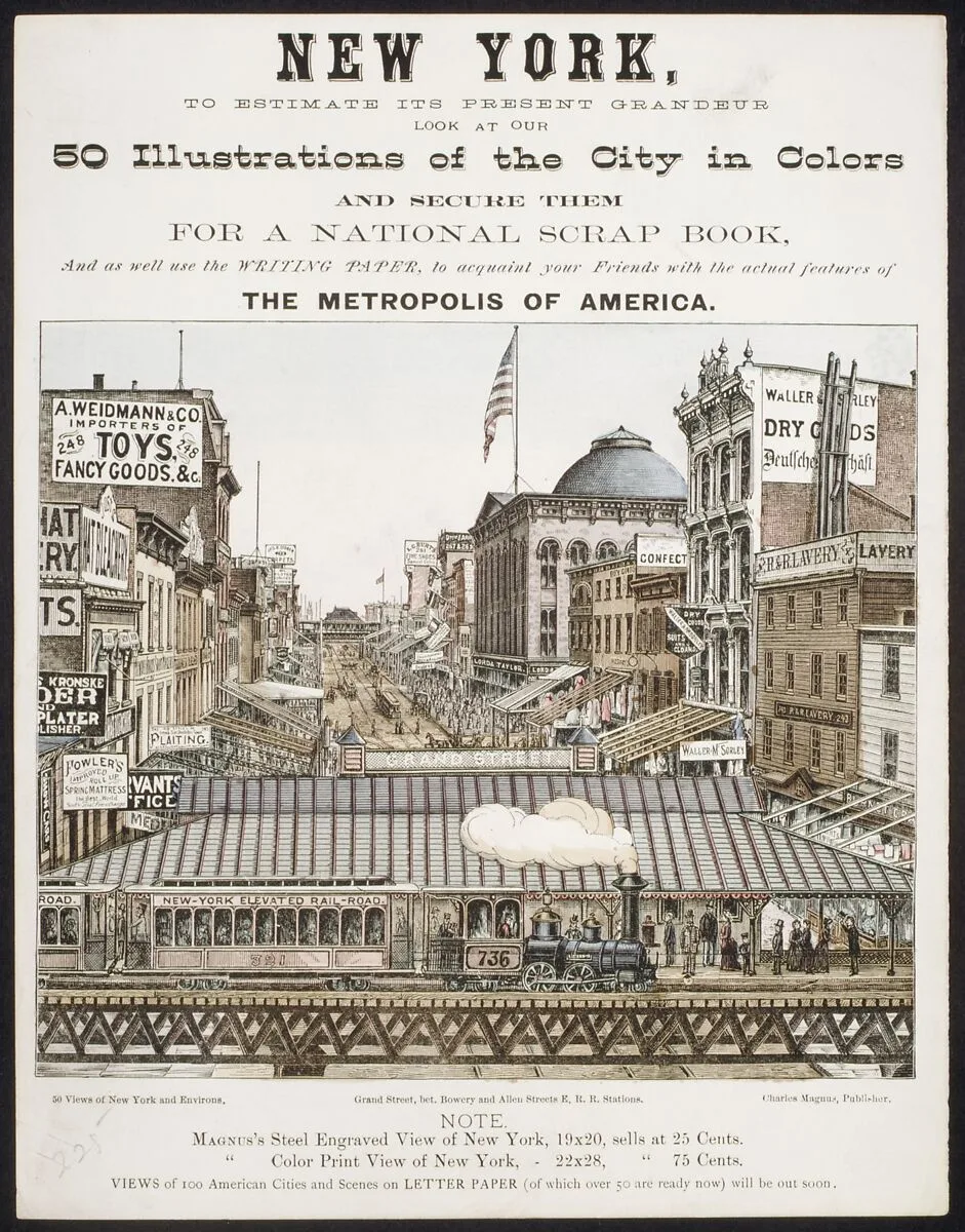 New York, to Estimate its Present Grandeur Look at our 50 Illustrations of the City in Color...and acquaint your Friends with the actual features of the Metropolis of America. — Charles Magnus & Company