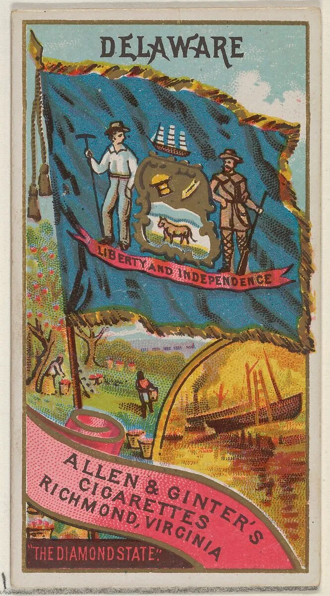 Delaware, from Flags of the States and Territories (N11) for Allen & Ginter Cigarettes Brands — Allen & Ginter