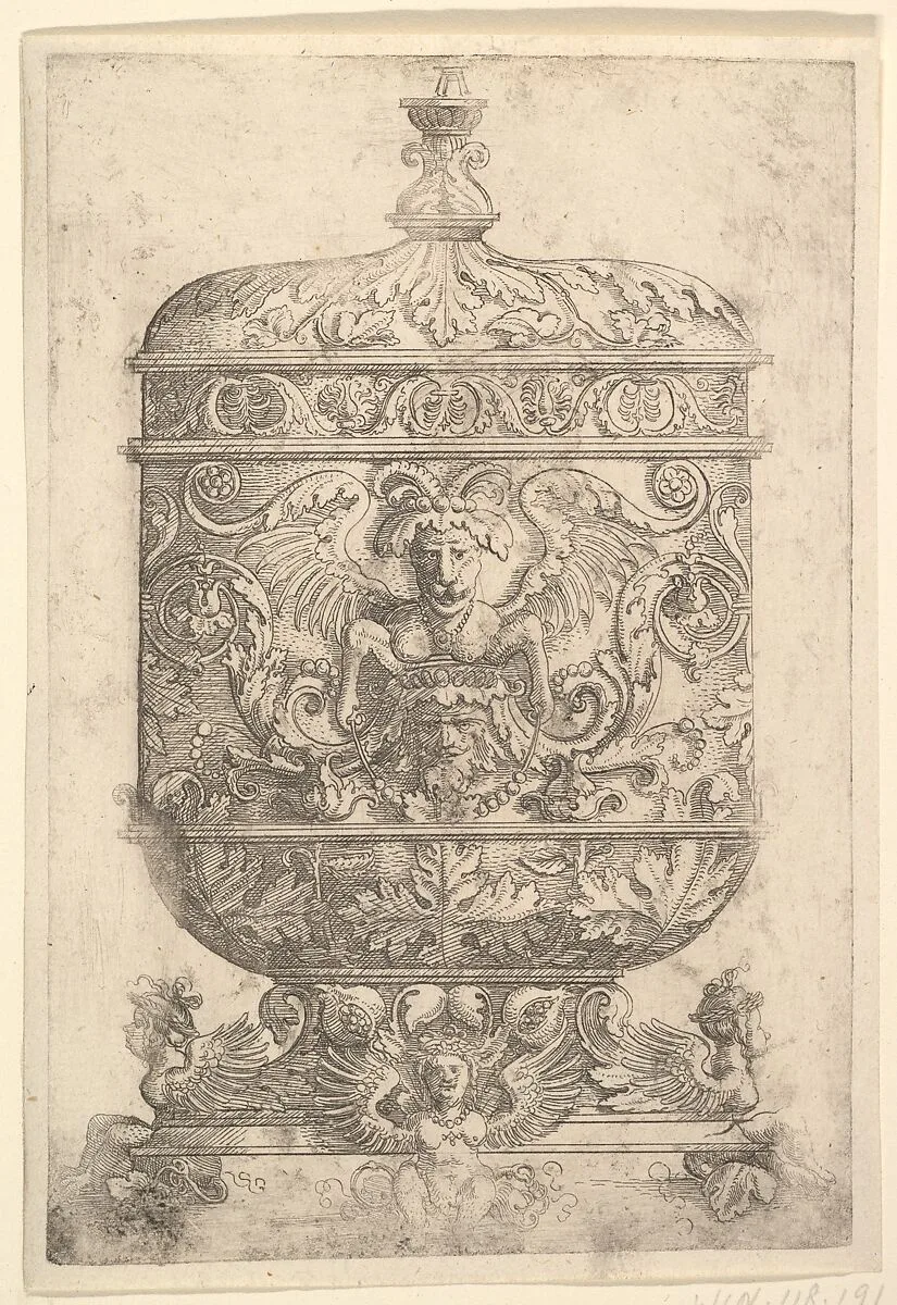 Covered Goblet with Grotesques on a White Background — Albrecht Altdorfer