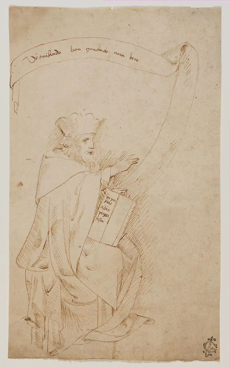 Seated Man with a Book and a Scroll — Stefano da Verona (Stefano di Giovanni d'Arbosio di Francia)