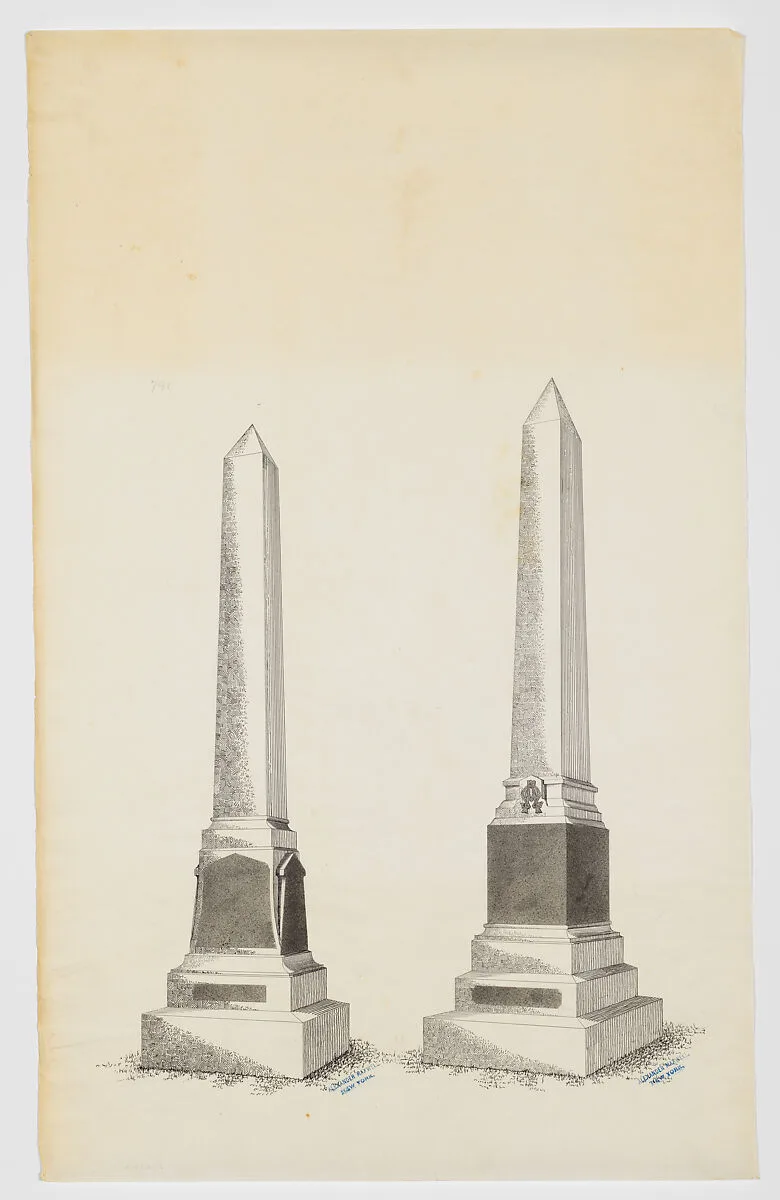 Two Obelisk Grave Monuments (one numbered 741) — Alexander Maxwell