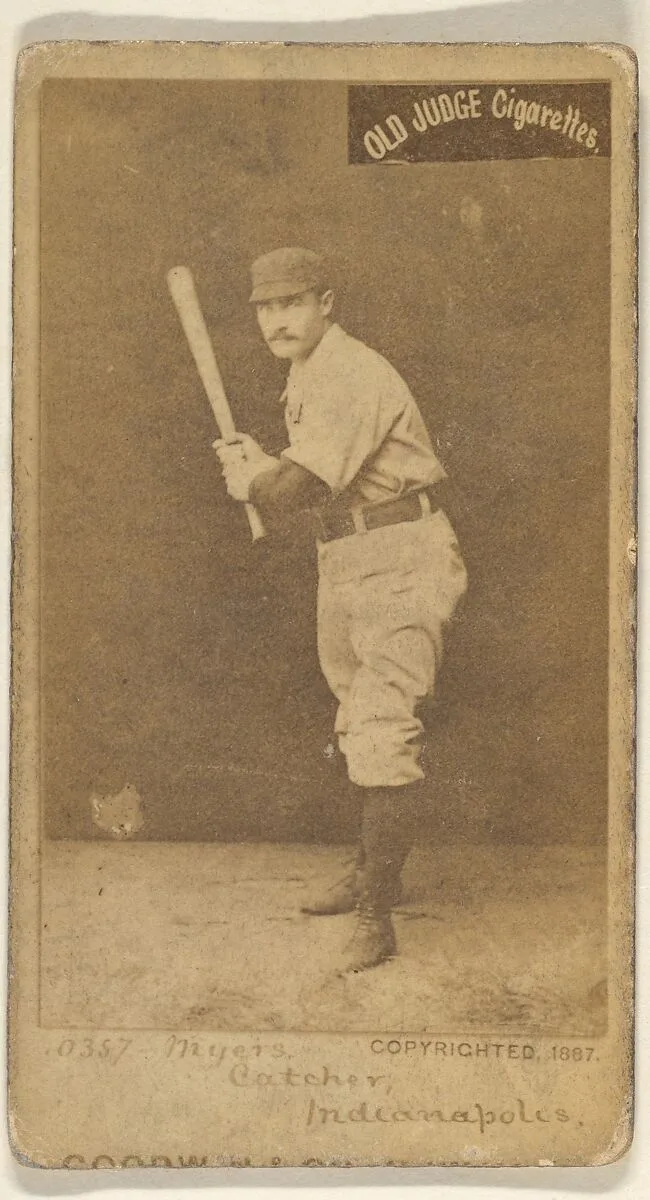 Myers, Catcher, Indianapolis, from the Old Judge series (N172) for Old Judge Cigarettes — Goodwin & Company