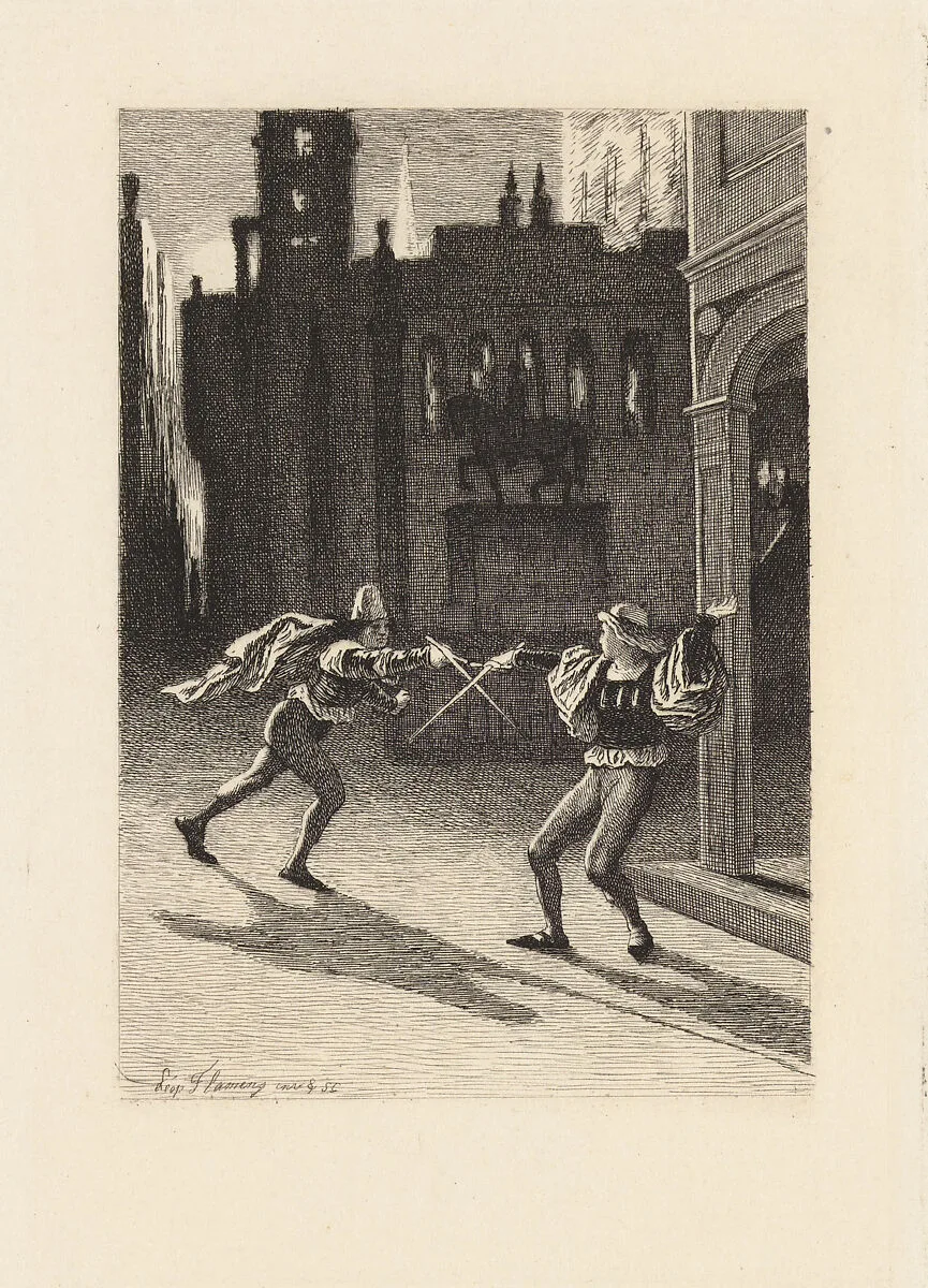 La Rouerie de Dame Simone, plate 7 from "The Decameron" — Giovanni Boccaccio|Léopold Flameng