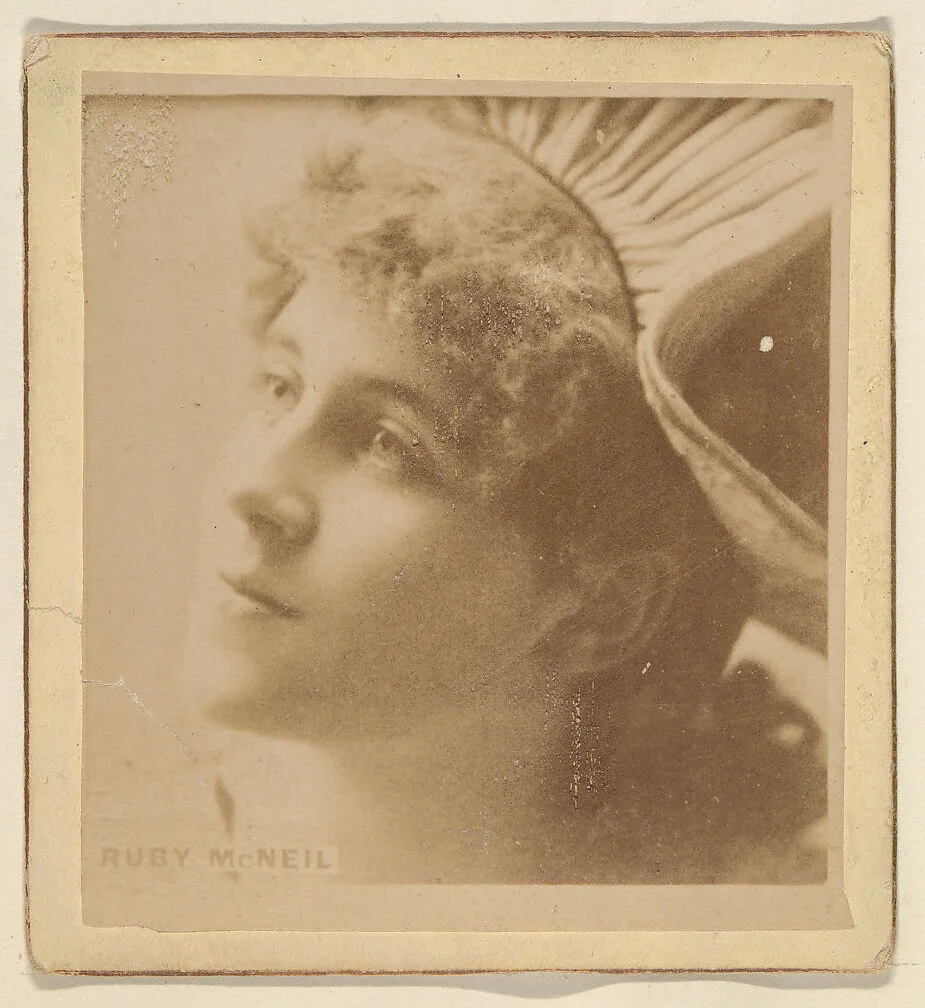 Ruby McNeil, from the Actresses series (N246), Type 2, issued by Kinney Brothers to promote Sporting Extra Cigarettes — Kinney Brothers Tobacco Company