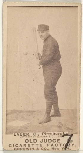Chuck Lauer, Catcher, Pittsburgh, from the Old Judge series (N172) for Old Judge Cigarettes