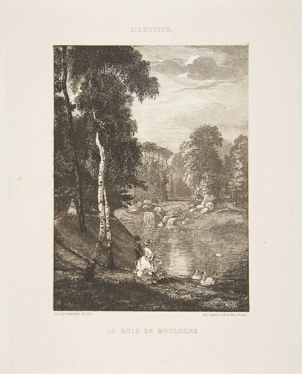 Le Bois de Boulogne, from "L'Artiste" — Imprimerie Sarazin|Félix Bracquemond