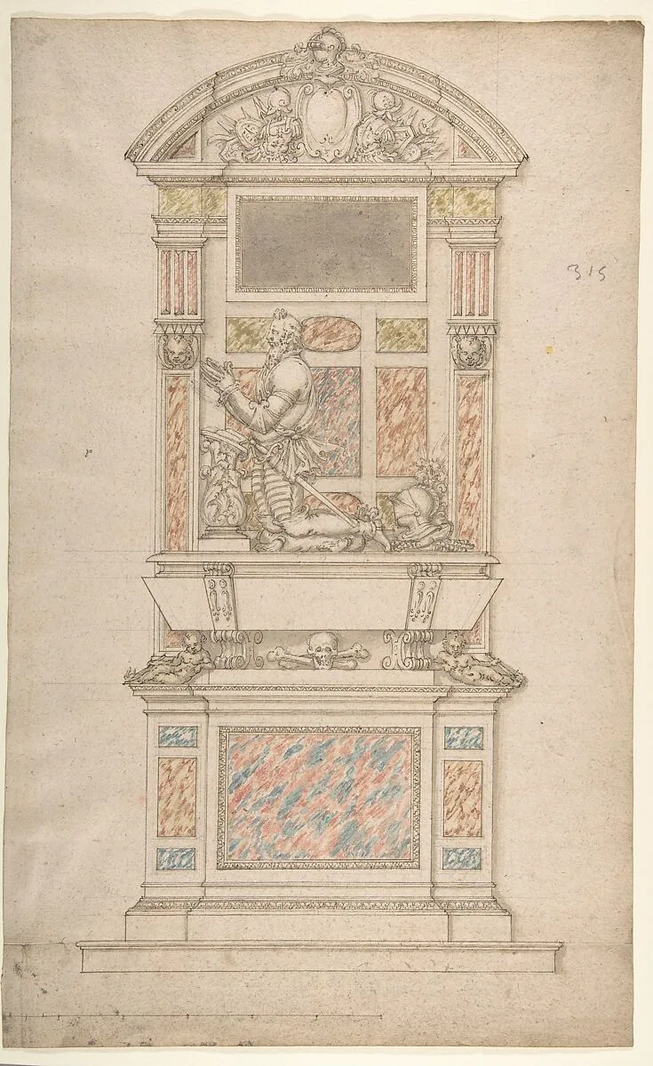 Design for a Man's Tomb — Anonymous, French, 16th century|Jacques Androuet Du Cerceau