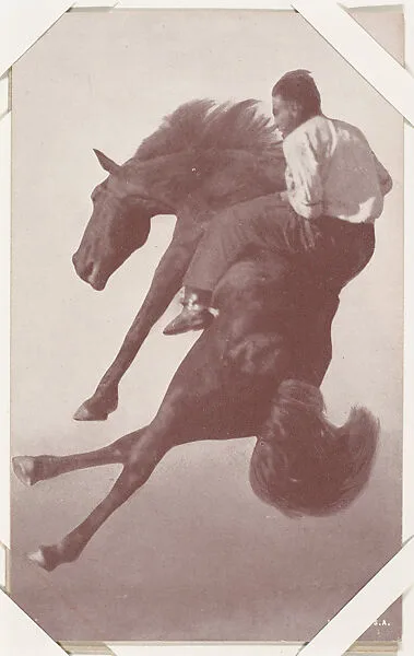 Cowboy riding bucking bronco from Indians and Western Historical Scenes series (W417) — Unknown