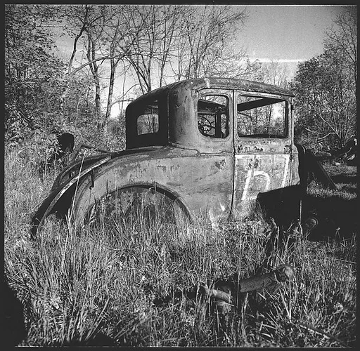 [9 Views of Abandoned Cars in "Auto Graveyard," Old Lyme, Connecticut]
