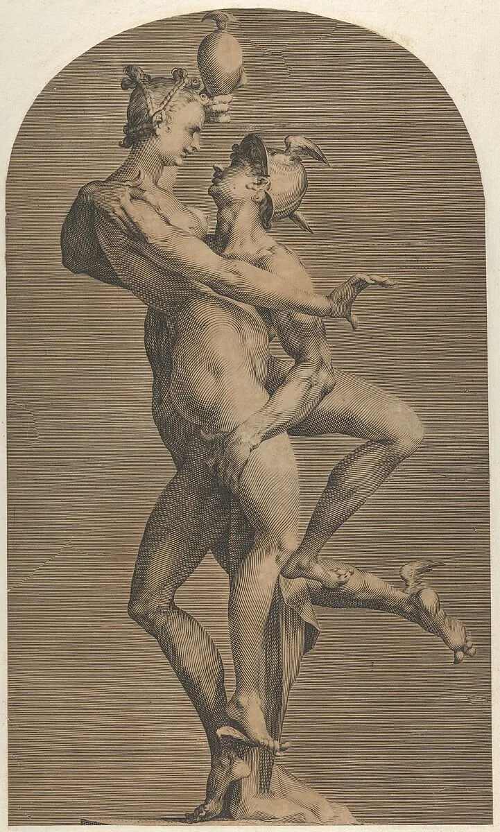 Mercury Abducting Psyche (lateral view Psyche's side), from a set of three views of the sculpture — Adriaen de Vries|Jan Muller