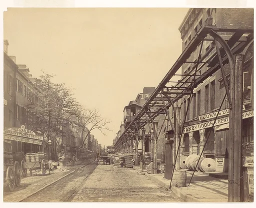 [Greenwich Street, New York City, with Office of Erie Railway]