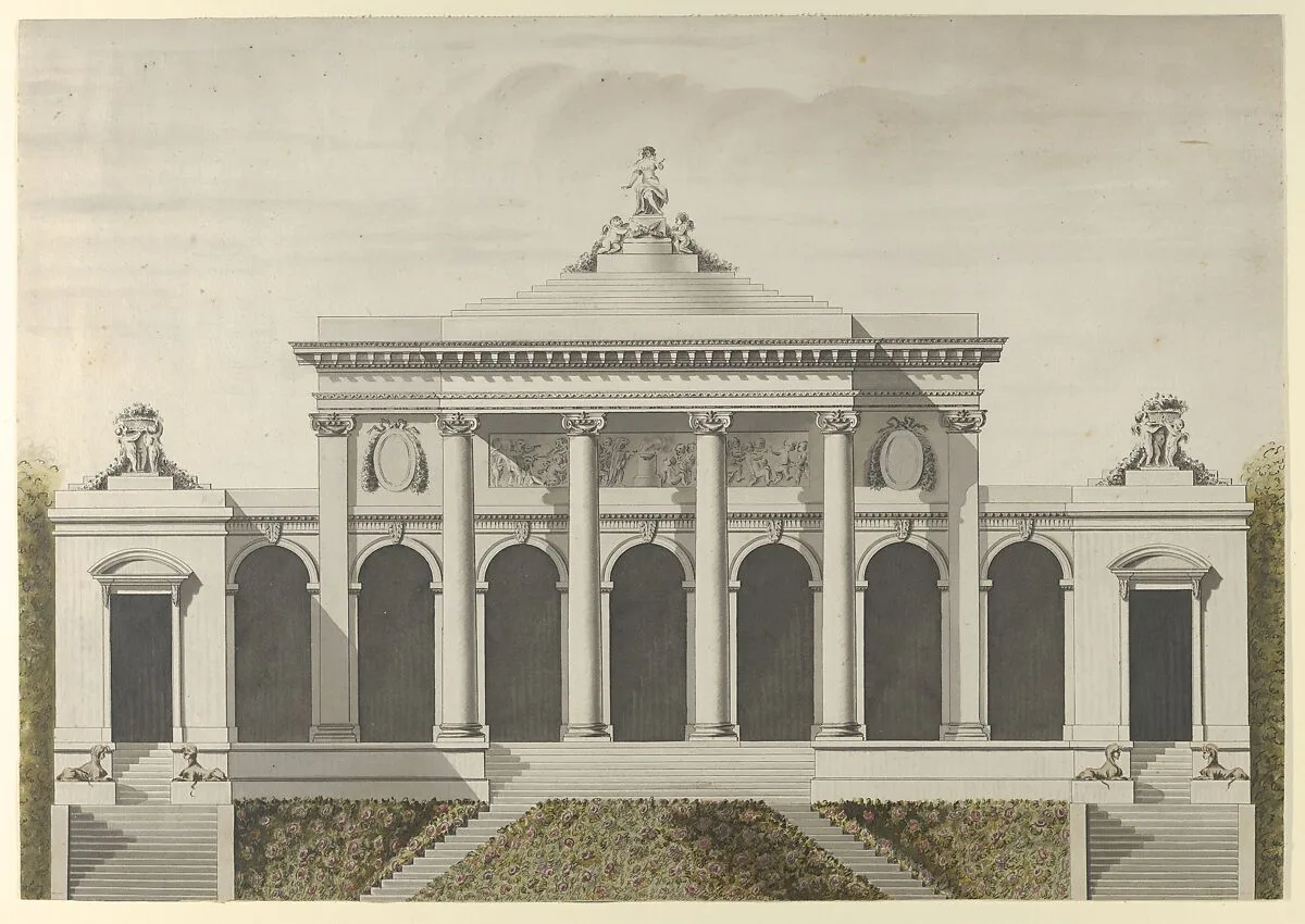 Elevation for the Garden-Front of the Hotel de Brunoy, Faubourg St. Honoré, Paris — Etienne Louis Boullée