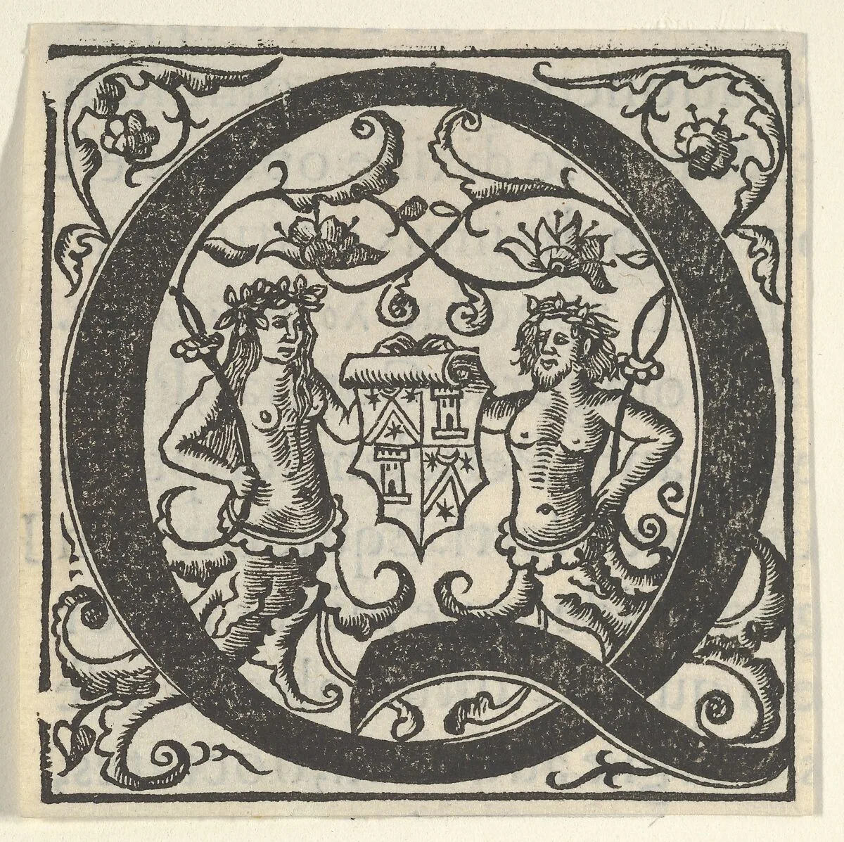 Initial letter Q with coat of arms — Unknown