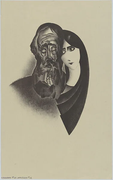 Old Man and Young Woman (Lithograph #30) — William Samuel Schwartz