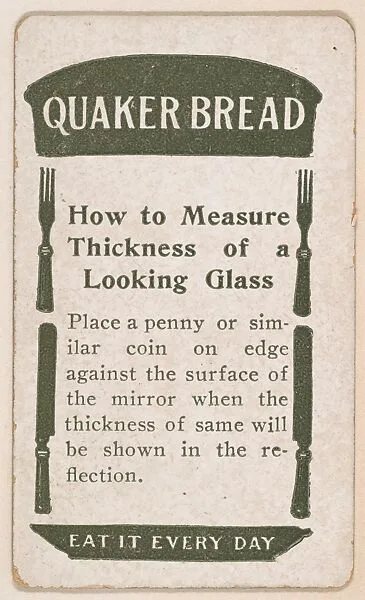 How to Measure Thickness of a Looking Glass, No. 13, card verso, bakery insert card from the How To Do It series (D45), issued by the Welle-Boettler Bakery Company — Welle-Boettler Bakery Company