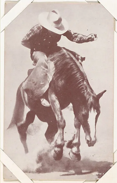 Cowboy riding bucking bronco from Indians and Western Historical Scenes series (W417) — Unknown