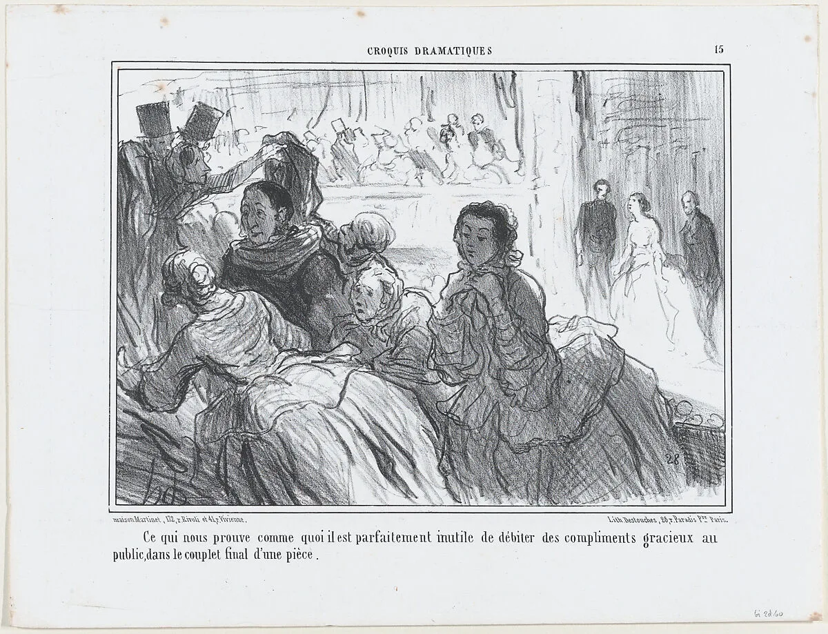 Ce qui nous prouve comme quoi il est... inutile..., from Croquis Dramatiques, published in Le Charivari, May 23, 1857 — Aaron Martinet|Honoré Daumier|Destouches