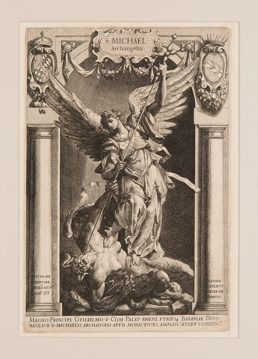 The Archangel Michael Defeating Satan, in a Niche — Hubert Gerhard|Lucas Kilian|Peter Candid (Pieter de Witte, Pietro Candido)