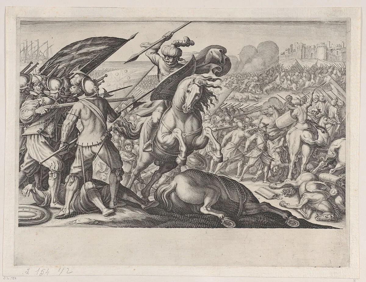 Défaite de la Cavalerie Turque (Defeat of the Turkish Cavalry), from La Vie de Ferdinand Ier de Médicis série appelée aussi Les Batailles des Médicis (The Life of Ferdinand I de'Medici also called The Medici Battles) — Jacques Callot|Matteo Rosselli