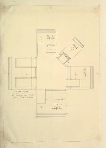 Treasury House, 10 Downing Street, London: Plan of Sir Robert Walpole's Dressing Room (Middle Room, West Front, First Floor)
