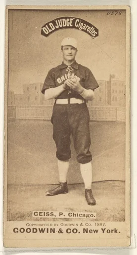 Emil Geiss, Pitcher, Chicago, from the Old Judge series (N172) for Old Judge Cigarettes