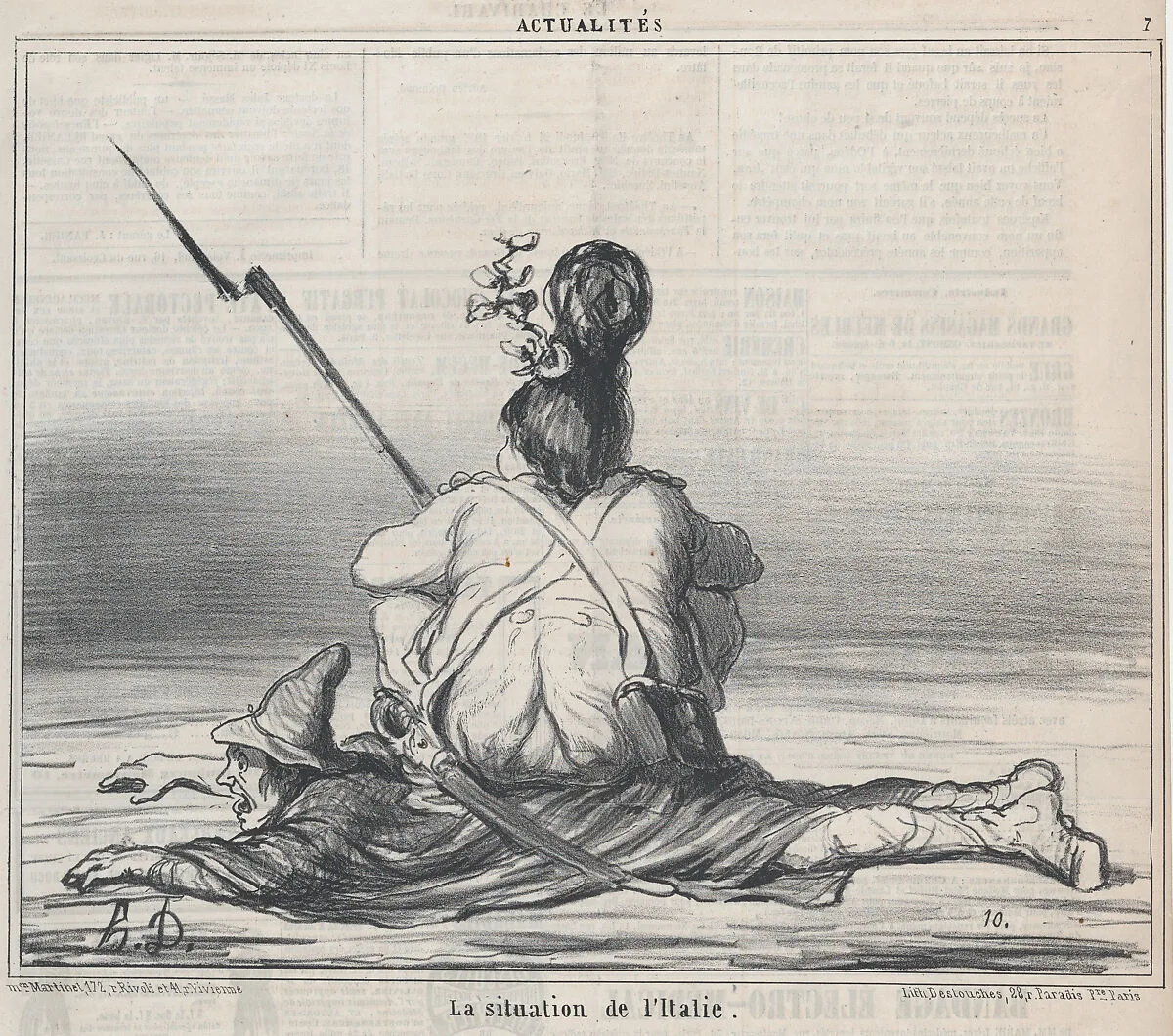 La situation de l'Italie, from Actualités, published in Le Charivari, February 21, 1859 — Honoré Daumier|Aaron Martinet|Destouches
