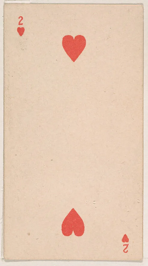 Two of Hearts, from the Transparent Playing Cards series (N220) issued by Kinney Bros. — Kinney Brothers Tobacco Company