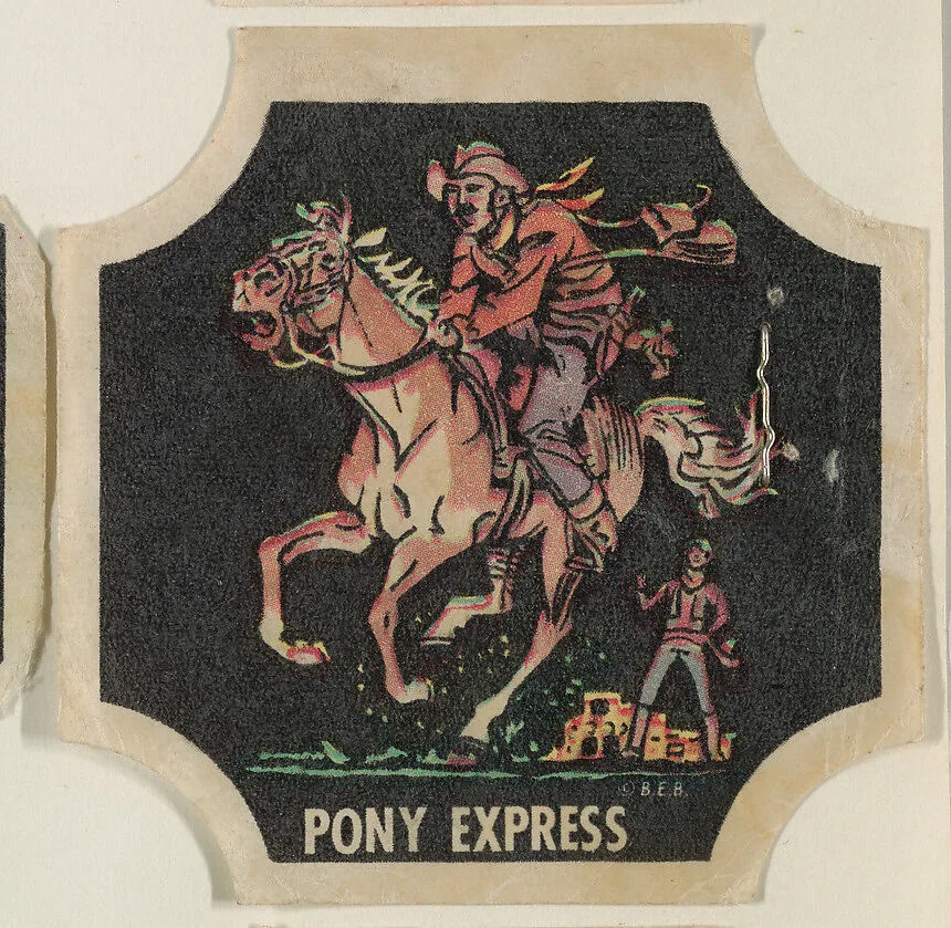 Pony Express, from the Indians and Westerners bread end labels series (D290-10) — Unknown