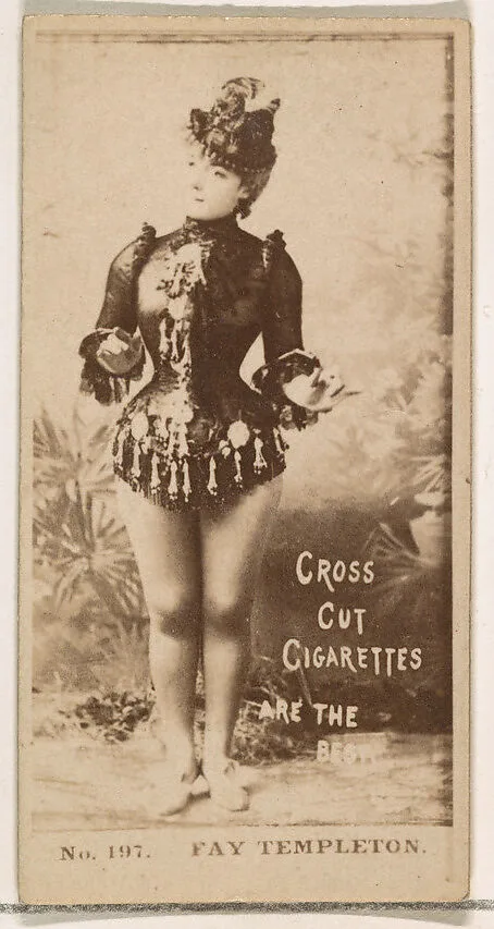 Card Number 197, Fay Templeton, from the Actors and Actresses series (N145-2) issued by Duke Sons & Co. to promote Cross Cut Cigarettes — W. Duke, Sons & Co.