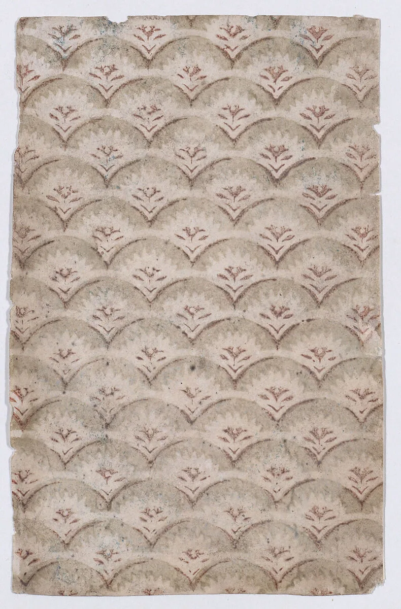 Sheet with overall curved abstract pattern — Anonymous