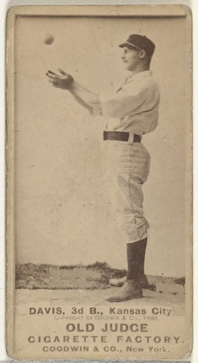 James J. "Jumbo" Davis, 3rd Base, Kansas City Cowboys, from the Old Judge series (N172) for Old Judge Cigarettes — Goodwin & Company