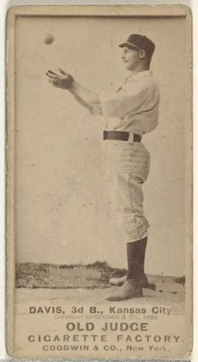 James J. "Jumbo" Davis, 3rd Base, Kansas City Cowboys, from the Old Judge series (N172) for Old Judge Cigarettes