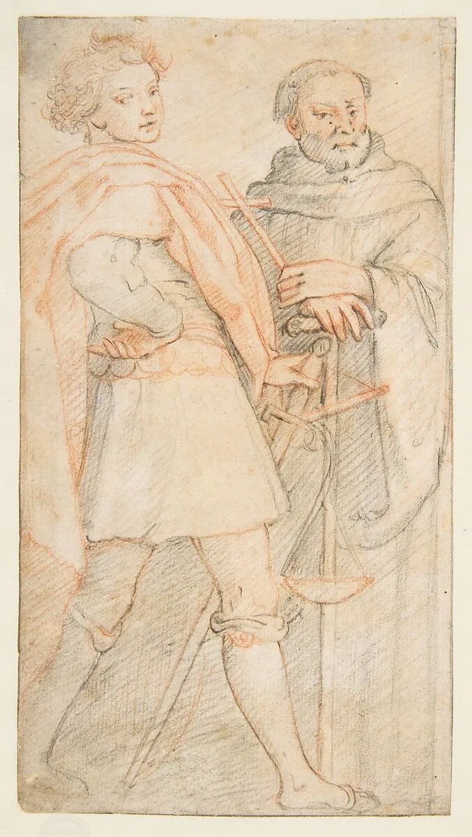 Saint Michael and Saint Giovanni Gualberto (after Andrea del Sarto's Vallombrosa Altarpiece) — Federico Zuccaro (Zuccari)