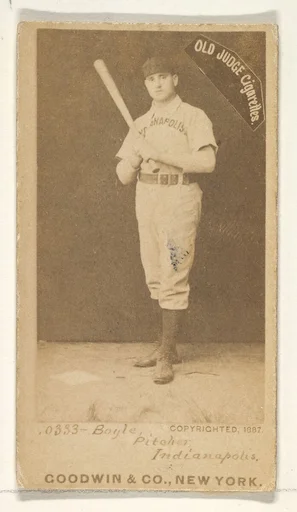 Boyle, Pitcher, Indianapolis, from the Old Judge series (N172) for Old Judge Cigarettes